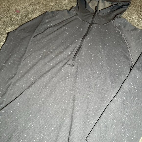 Lululemon Swiftly Tech Hooded 1/2 Zip Long Sleeve Size 10 Nebula Grey White Read - Picture 4 of 14